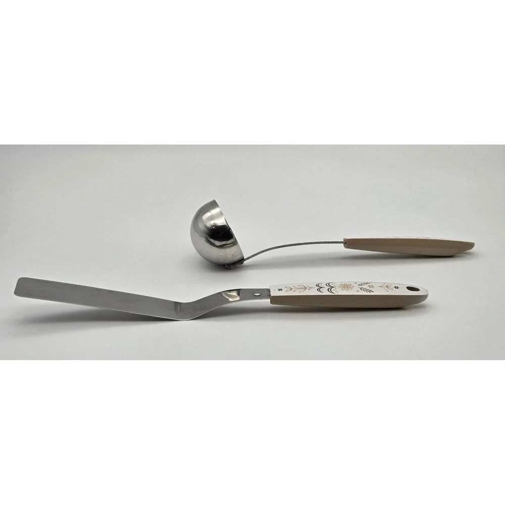 Vintage‎ Flint Stainless Floral Kitchen Ladle Spatula MCM Retro 70s Melamine USA